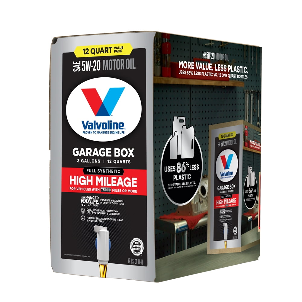 (5 pack) Valvoline Full Synthetic High Mileage with MaxLife Technology 5W-20 Motor Oil 12 QT Garage Box