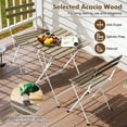 thumbnail image 4 of Costway 3 PCS Patio Acacia Wood Bistro Set Bistro Table with 2 Folding Chairs Slatted Seat Gray, 4 of 10