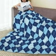 thumbnail image 6 of Bingfone Blue Squares Print Flannel Fleece Blanket Throw Blanket for Bed,Sofa,Couch,Travel,Camping(60"x50" ), 6 of 8