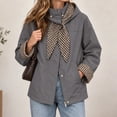 thumbnail image 2 of Alkepwun Detachable Hooded Jackets for Women Plaid Lining Inside Hood and Cuffs Zip Up Snap Button Loose Fit Casual Jacket with Pockets for Daily Wear Outdoor Activities, 2 of 7