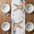 thumbnail image 6 of Bunny Easter Table Runner - 60 Inch Long, Kitchen Dining Table Runner Dresser Scarves, Spring Floral Blue Eucalyptus Leaves Wooden Farmhouse Decor for Coffee Tables Wedding Party Banquet, 6 of 8
