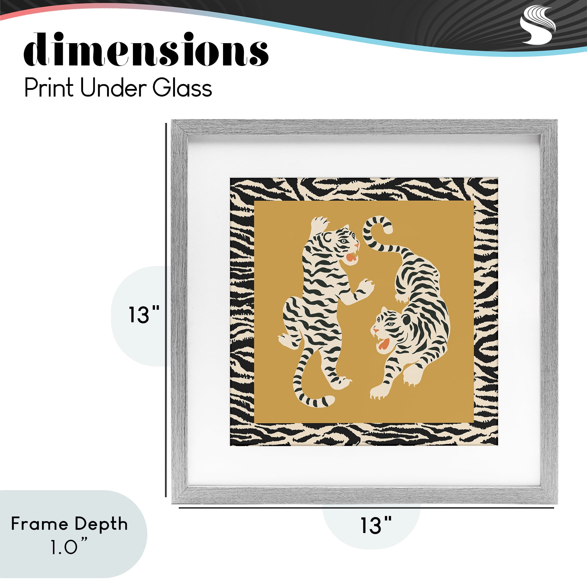 Stupell Industries Boho Twin Tiger Stripes Gray Framed Print Under Glass, design by Karolina Sato