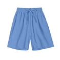 thumbnail image 7 of AHTJRT Cotton Pajama Shorts for Women Drawstring Elastic Waist Indor Nightwear Wide Leg Lounge Shorts with Pockets Blue L, 7 of 7
