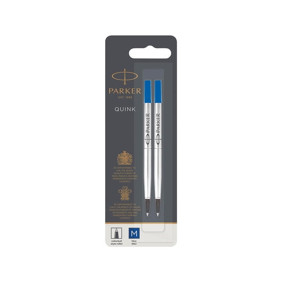 Parker Quink Rollerball Pen Refill 0.7 mm Medium Point Blue Ink 2/Pack (1950327)