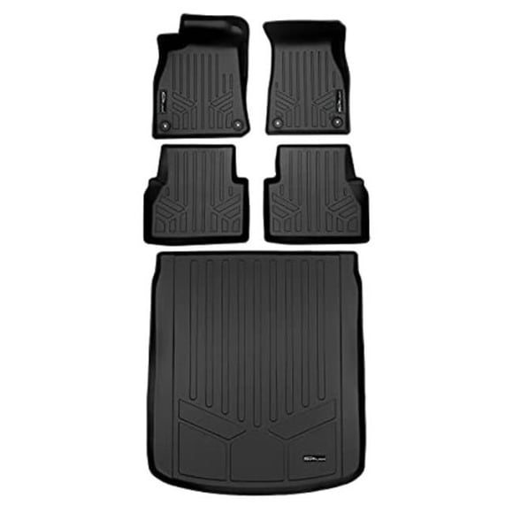 Smartliner SA0557-B0557-D0557 All Weather Custom Fit Black 2 Row Floor Mats & Cargo Liner Set for 2019-2022 Audi A6