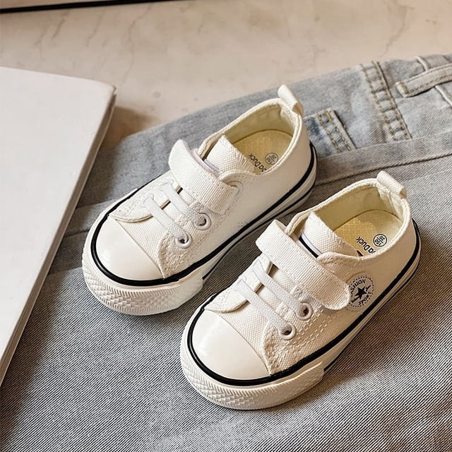 Zapatos de lona con velcro para niños, primavera, pequeños, grandes, para niños y niñas, zapatos de tabla para estudiantes, zapatos de bebé de suela blanda Tide