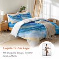 thumbnail image 7 of Abstract Waves Bedding Duvet Cover Set King Size 4 Pieces Retro Blue Gold White Oil Painting Style Bedding Set with Zipper Closure, 1 Comforter Cover 92x106 Inches 1 Flat Sheet & 2 Pillow Cases, 7 of 7
