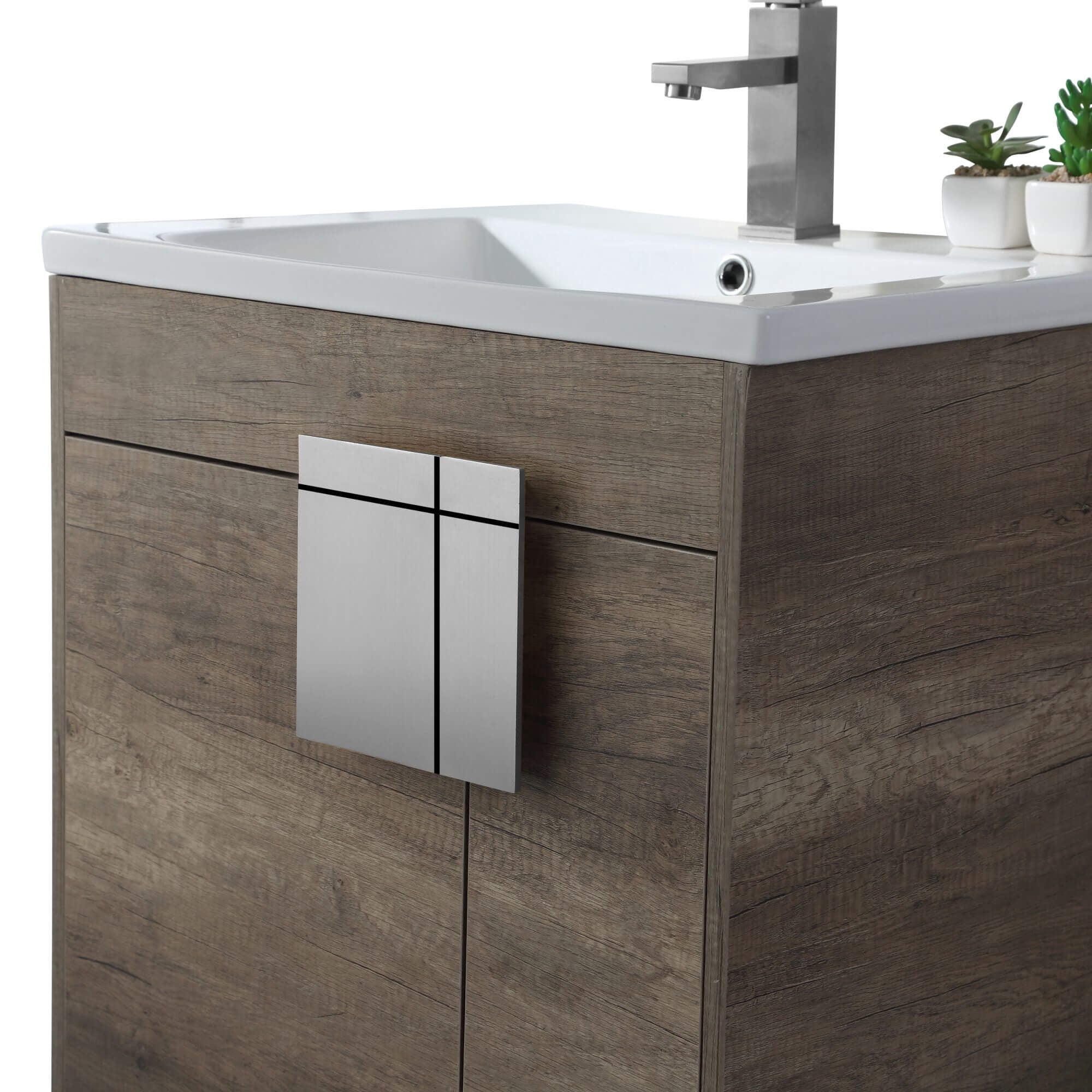 Fine Fixtures - Modern Gray 24" Bathroom Vanity Set, Chrome Hardware, Vitreous China Sink Top
