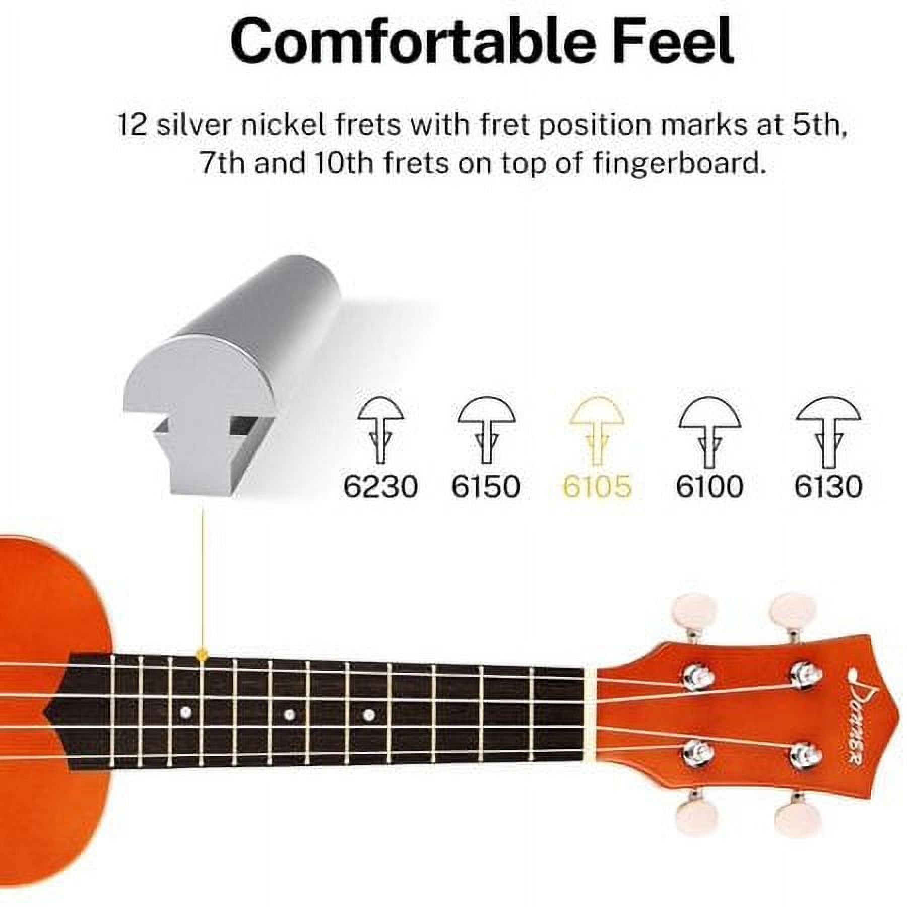 Donner 21" Soprano Ukulele Kit with Online Lesson, Bundle, Strap, String, Tuner, Pick,  Cloth for Beginner Mahogany