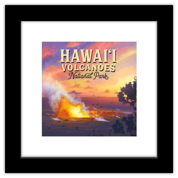 Gallery Pops Lantern Press - Hawaii Volcanoes National Park Hawaii Wall Art, Black Framed Version, 12" x 12"