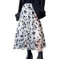 thumbnail image 4 of Womens Tulle Midi Skirts Mesh Elastic Waist Layered Floral Print A-Line Skirt, 4 of 8