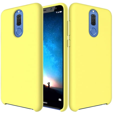 Phone Cover Solid Silicone Scrub Feel Inner Lining Anti-scratch Anti-fingerprint Anti-splatter All-inclusive Mobile Case for Huawei Mate 10 Lite for Maimang 6 (Yellow)