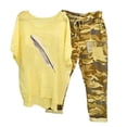 thumbnail image 1 of Ensembles d'Entraînement pour Femmes Ensemble Imprimé Col Rond Manches Mi-Longues Chandail + Pantalon Ensemble 2 Pcs en Liquidation, 1 of 6