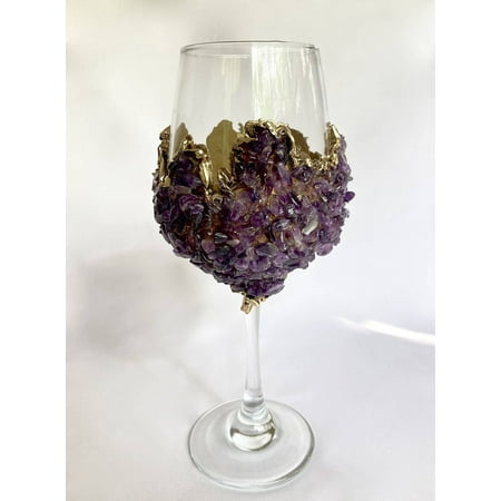 

Set of 2 Crystal Wine Glass Purple Agate 16oz