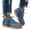 Blue, variant on Womens Vintage Fringe Platform Boots Suede Studded Tassel Ankle Booties Lightweight Lace Up Casual Shoes