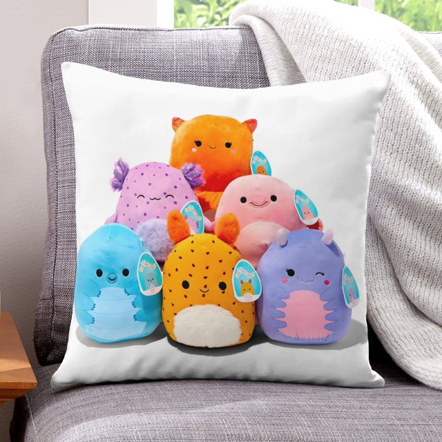 Squishmallows Fundas de almohada de terciopelo con tema, regalos de funda de almohada, decoración para el hogar, cojín de lanzar, regalo de cumpleaños para fans y parejas. 45cm x 45cm.