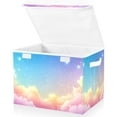 thumbnail image 2 of Cartoon Colorful Clouds Large Storage Bins with Linen Collapsible Lid Storage Box 16.7 x 12.6 x 11.8in, 2 of 7