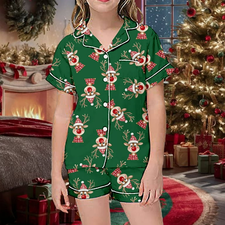 XFHLMJFF Christmas Pajamas Set for Kids Loungewear Summer Spring