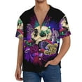 thumbnail image 3 of Fotbe Mushrooms and Skull print Short Sleeve Button Down Shirts for Men Casual Summer Beach Wrinkle Free Shirt-Medium, 3 of 7