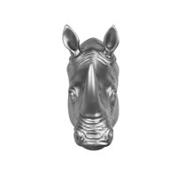 Hi-Line Gift Ltd 75642-B-SL Rhinoceros Head Wall Mount Art Silver Color