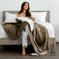 thumbnail image 2 of Bare Home Plush Sherpa Bed Blanket - Fluffy & Soft - Reversible - Lightweight - Full/Queen, Taupe, 2 of 8