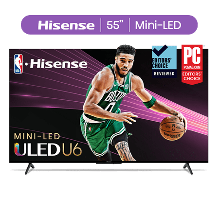 Hisense 55-Inch Class U6 Series Mini-LED QLED Google Smart TV (55U6K) - QLED, 600-Nit, Dolby Vision IQ & Dolby Atmos, Full Array Local Dimming