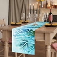 thumbnail image 2 of Teal Blue Corals Table Runner, Summer Modern Coastal Ocean Sea Washable Cotton Linen Table Runners 72 Inches Long, Dresser Scarf Runner for Dining/Coffee/TV Stands/Kitchen/Cabinets 16''x72'', 2 of 9