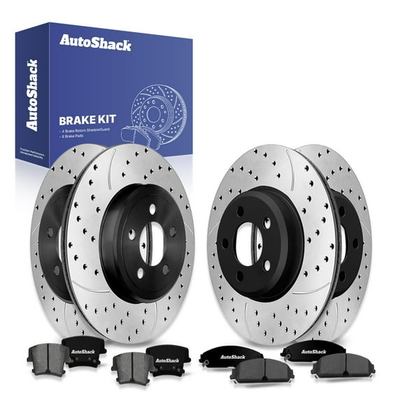 AutoShack Front Vented & Rear Vented Drilled & Slotted E-Coated Brake Rotors   Premium Ceramic Pads 12-PC Brake Kit Replacement for 2012-2013 Dodge Charger 2010 Dodge Charger ShadowGuard