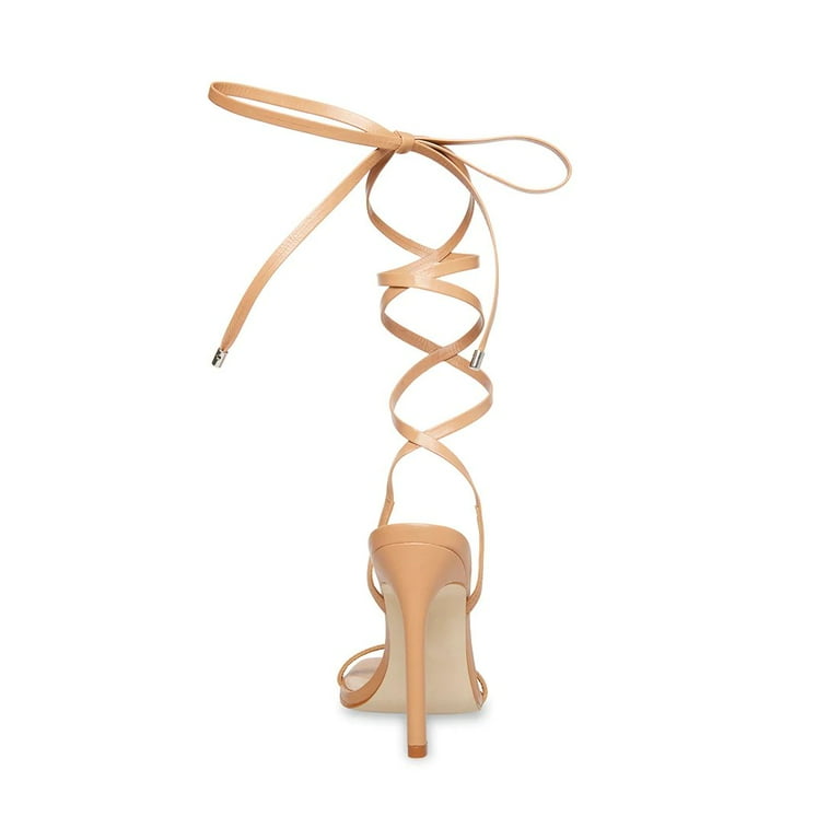Steve Madden Uplift Natural Leather Strappy Open Toe Tie Up Stiletto High Heel Sandals 257 8