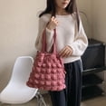 thumbnail image 1 of Bolso de mano con pliegues en la nube para mujer, bolso de mano con cordón, bolso de viaje (rosa), 1 of 5