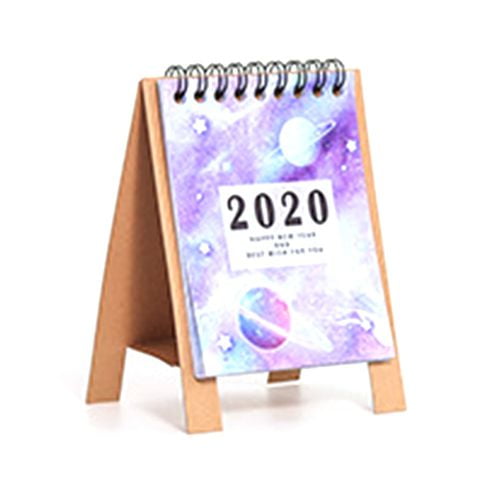Raypadula Mini Cute Desk Calendar 2020 Stand Up Desktop Flip