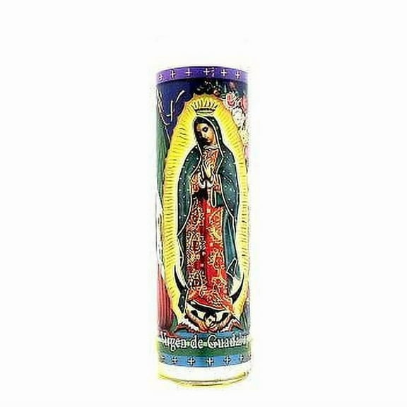 Glass Candle Virgen De Guadalupe - Wht - 1 count only