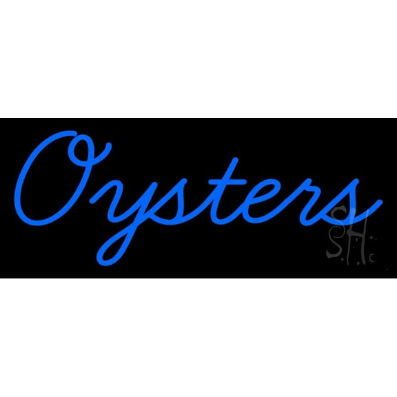 Blue Oysters Cursive LED Neon Sign 13" Tall x 32" Wide - inches Black Square Cut Acrylic Backing, with Dimmer - Premium built indoor Sign for Club, Home décor, Event, Workshop, Storefront.