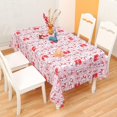 thumbnail image 1 of Rectangle Christmas Table Cloth  Washable Lovely Bow and Bell Printed Table Cover  Decorative Fabric Table Cover for Holiday and Indoor Use 59 x 71 Inch, 1 of 5
