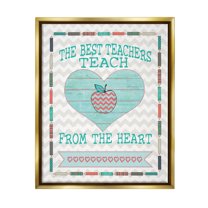 Stupell Teach From The Heart School Phrase Food & Beverage Painting Gold Floater Framed Art Print Wall Art