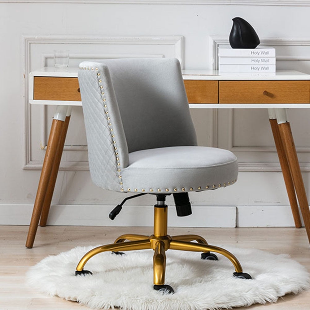 Private Jungle Velvet Home Office Desk Chair, Swivel Accent Chair for Living Room and Bedroom, Grey