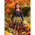 thumbnail image 2 of Lanbubble Girls Dresses Long Sleeve Butterlfy Printed Casual Twirly Dress 5-13 Years, 2 of 9