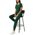 thumbnail image 5 of Zorvxlyn Scrubs for Women Set 2 Piece Stretch V-Neck Scrub Top & Jogger Pant Solid Color Women's Nurse Uniform with Pocket Dark Green L, 5 of 7