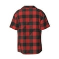 thumbnail image 2 of Fotbe Red Black Plaid print Short Sleeve Button Down Shirts for Men Casual Summer Beach Wrinkle Free Shirt-3X-Large, 2 of 7
