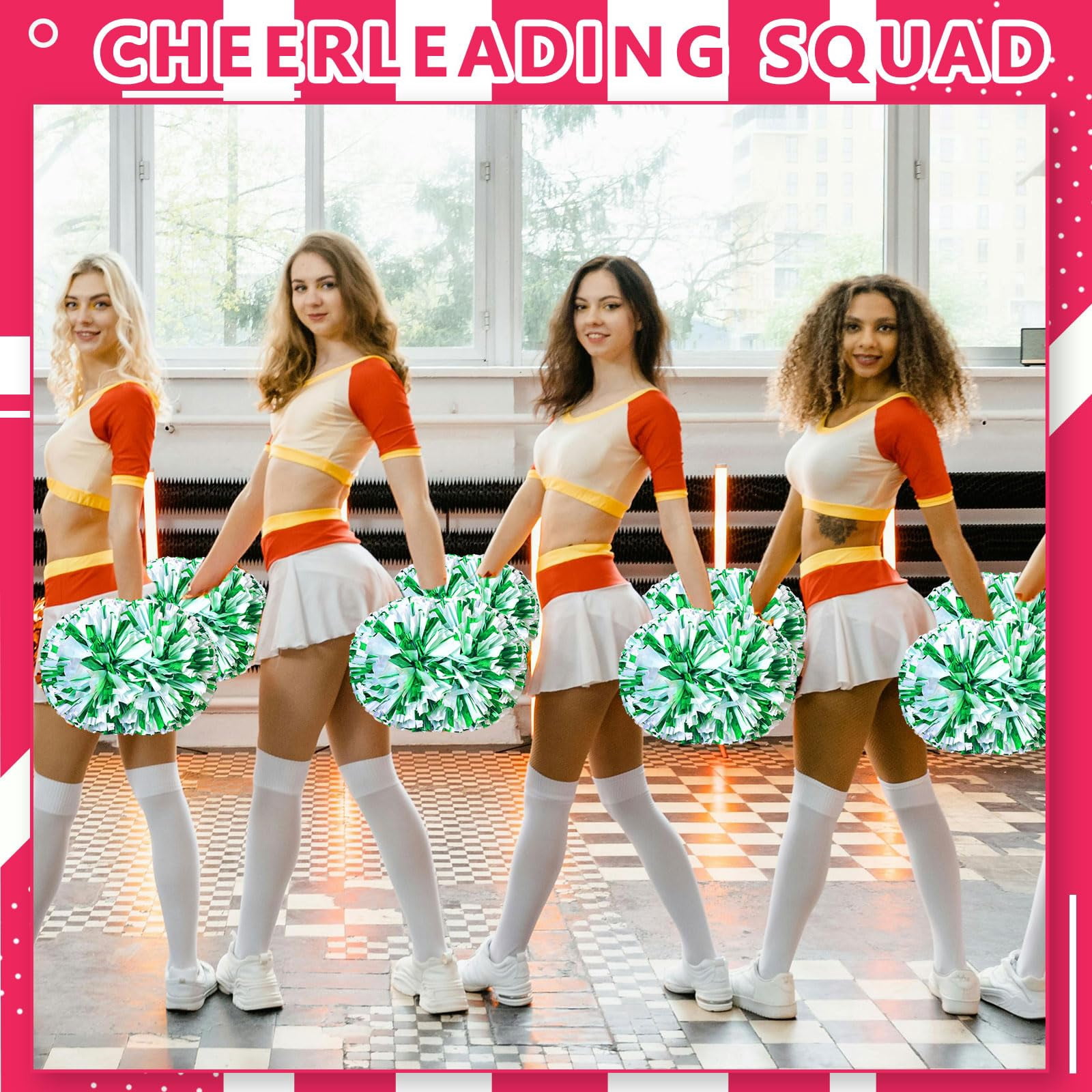 14 Pcs Cheerleading poms,pom poms Cheerleading with Handle Style Cheer Pom Pomsfor Dance, Matches, Team Spirit Sports