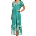 thumbnail image 4 of Sakkas Batik Palm Tree Cap Sleeve Caftan Dress / Cover Up - Mint / White - One Size, 4 of 5