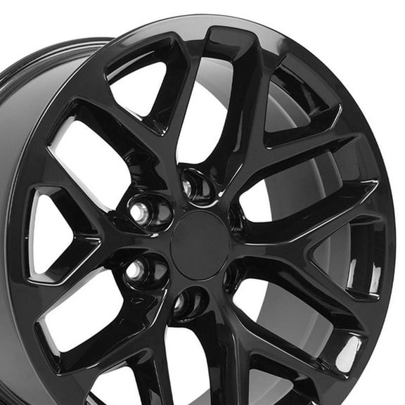 OE Wheels CV98 20 Inch Rims Fit Silverado 1500 Snowflake Style 6x139.7 20x9 Gloss Black - Hollander 5668 (Set of 4)
