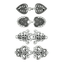 Uxcell 4 Pack Vintage Sweater Clips Cape Cloak Clasp Retro Cardigan Clips Shawl Clasp (Silver)
