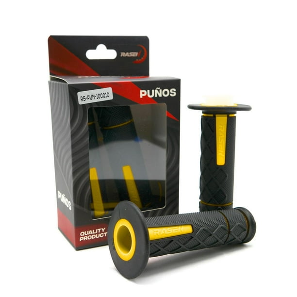 Puños Para Moto Rasen De Caucho Doble Agarre amarillo Universal