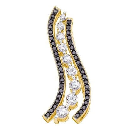 10K Yellow Gold 1.00ctw Fancy Sleek Shared Prong Diamond Swirl Journey Pendant