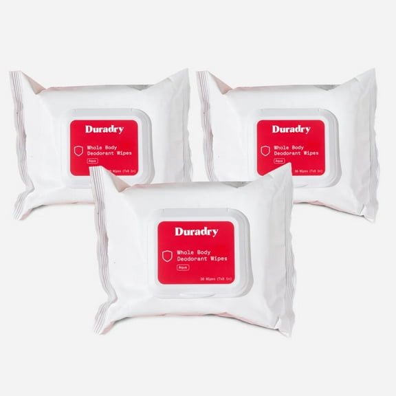 Duradry Whole Body Deodorant Wipes, 3 Pack