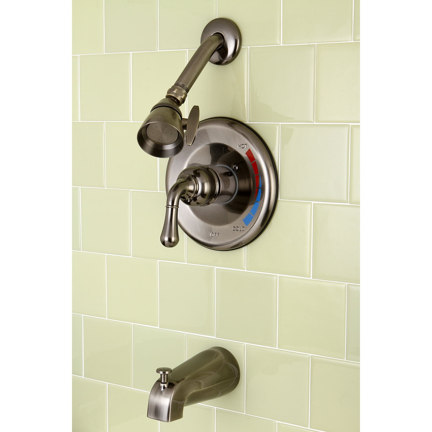 Kingston Brass KB633 Tub and Shower Faucet, Black Stainless