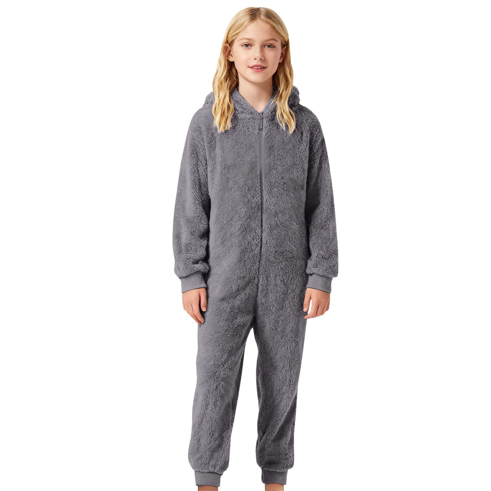 WOYY Onesies for Boys Girls Hooded Jumpsuit Winter Warm Romper One-Piece, Sizes 7-8