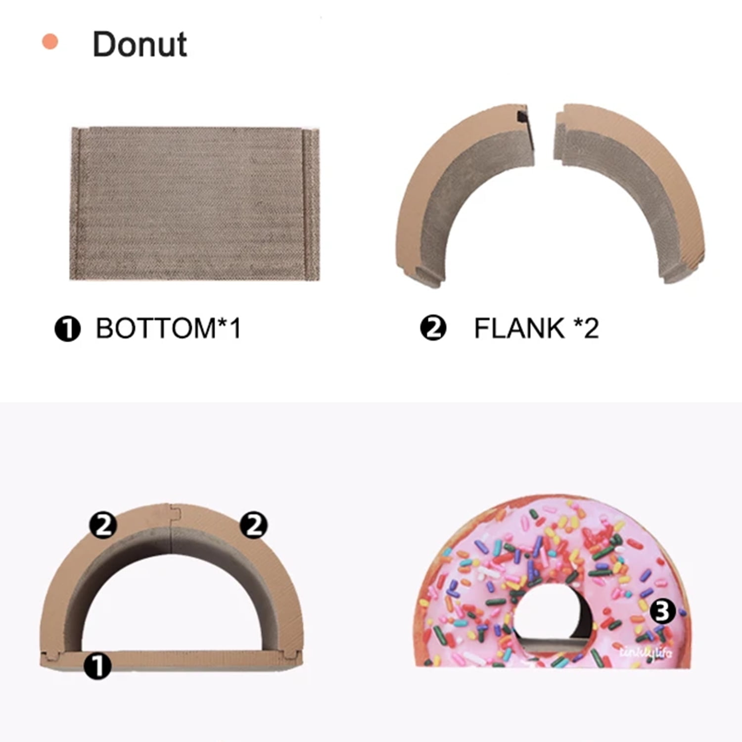 Pefilos 20" Cat Scratcher Post Cardboard Condo, Looking Well with Delicious Doughnut Shape Cat Scratching House Bed Furniture Protector, Beige Pefilos 20" Cat Scratcher Post Cardboard Condo, Looking Well with Delicious Doughnut Shape Cat Scratching House Bed Furniture Protector, Beige