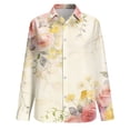 thumbnail image 4 of WRKEKC Long Sleeve Tops for Women Vintage Print Button Front Collared Shirt with Colorful Pattern and Lightweight Breathable Cotton Fabric, 4 of 6